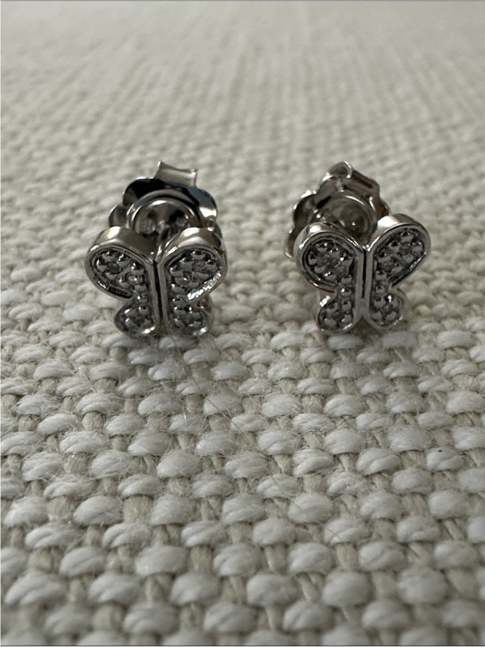 .05 CTW Natural Diamond 925 Sterling Silver Butterfly Earrings